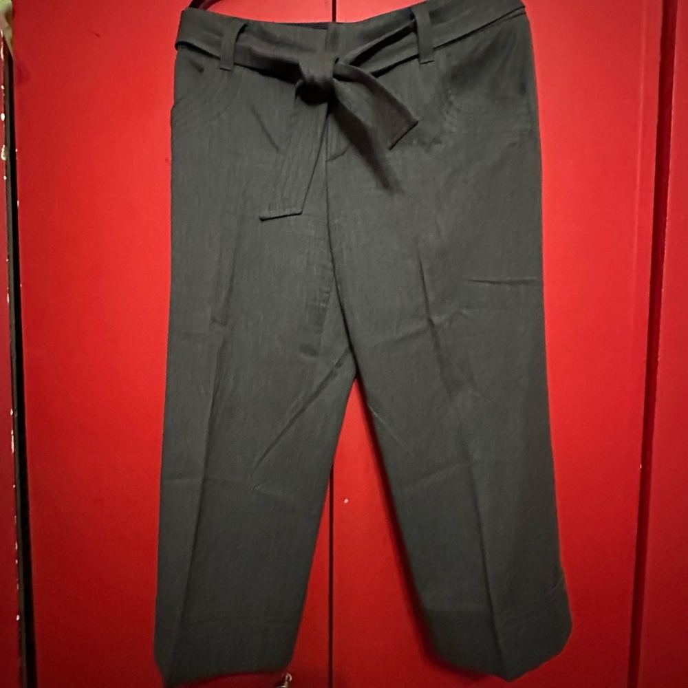 Elevenses for Anthropologie Grey Tie-Waist Cropped Trousers — Size 10